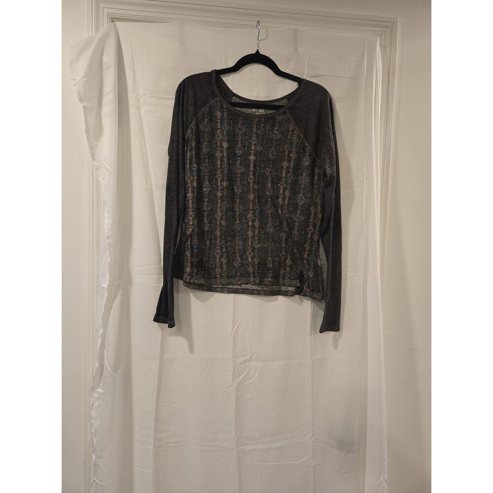 Mudd Women's XL Long Sleeve Raglan Top Geometric Print